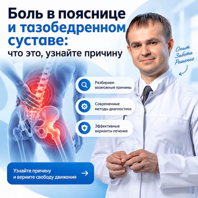 Боль в пояснице и тазобедренном суставе: что это, узнайте причину