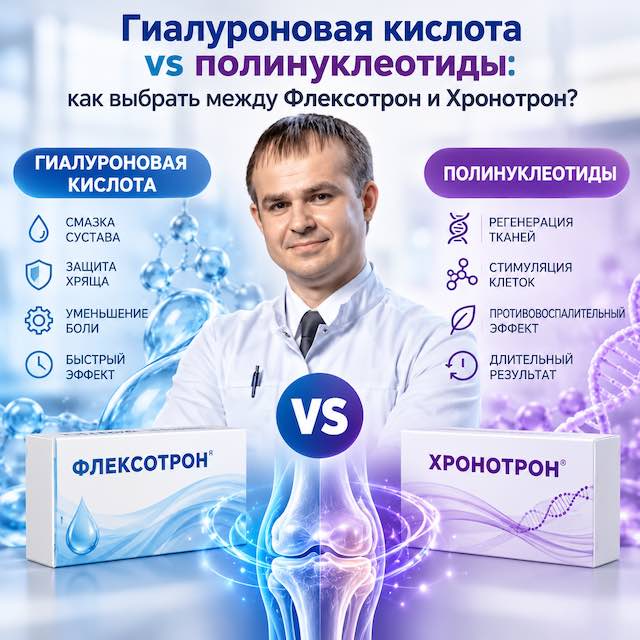 Гиалуроновая кислота vs полинуклеотиды: как выбрать между Флексотрон и Хронотрон для лечения суставов? — лечение позвоночника в Тюмени,  Spinalux
